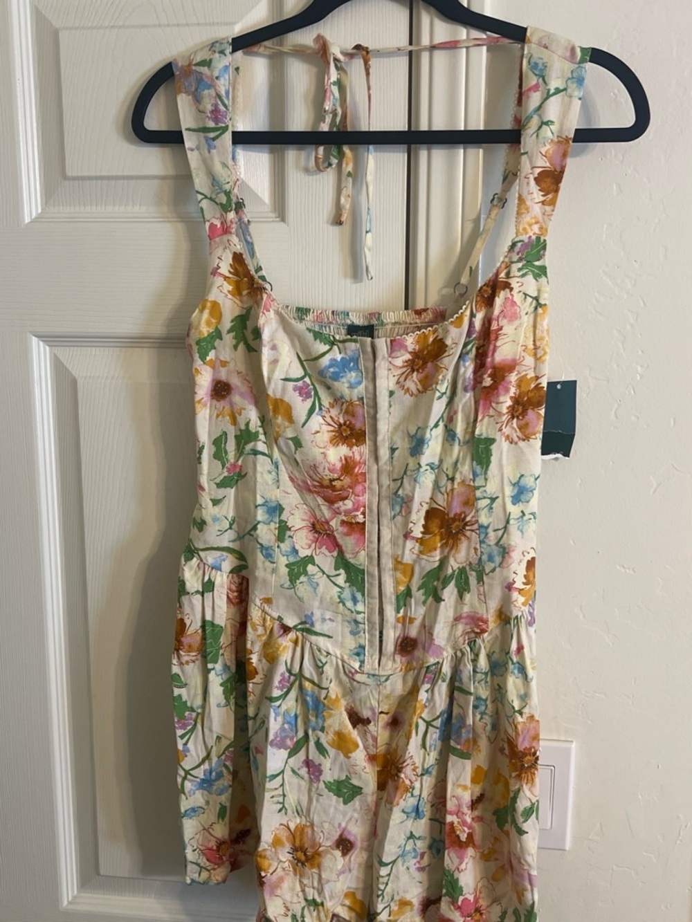wild fable Cream Floral Midi Dress with Pink, Yellow & Blue Blooms